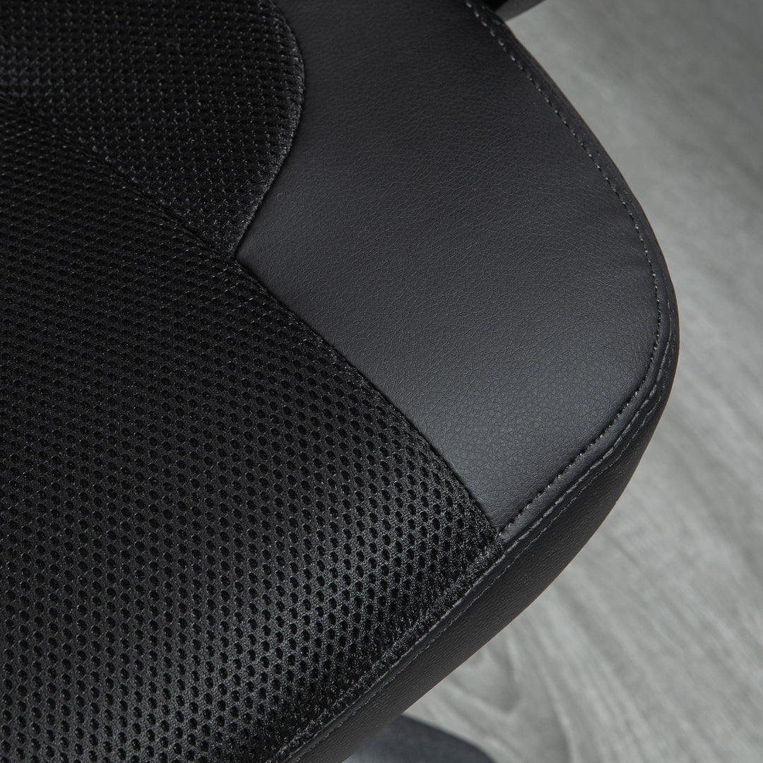 Kontorstol massagestol massagefunktion med 6 vibrationspunkter ergonomisk gamingstol med varmefunktion kunstlæder sort 68 x 69 x 108-117cm