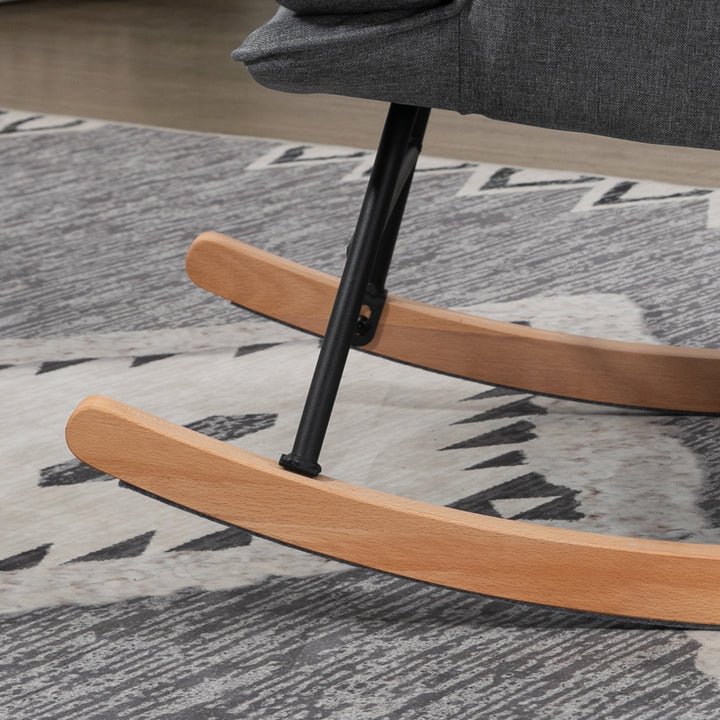 Gyngestol med skammel, komfortabel, op til 130 kg, hørlook, 64 x 89 x 90 cm, grå