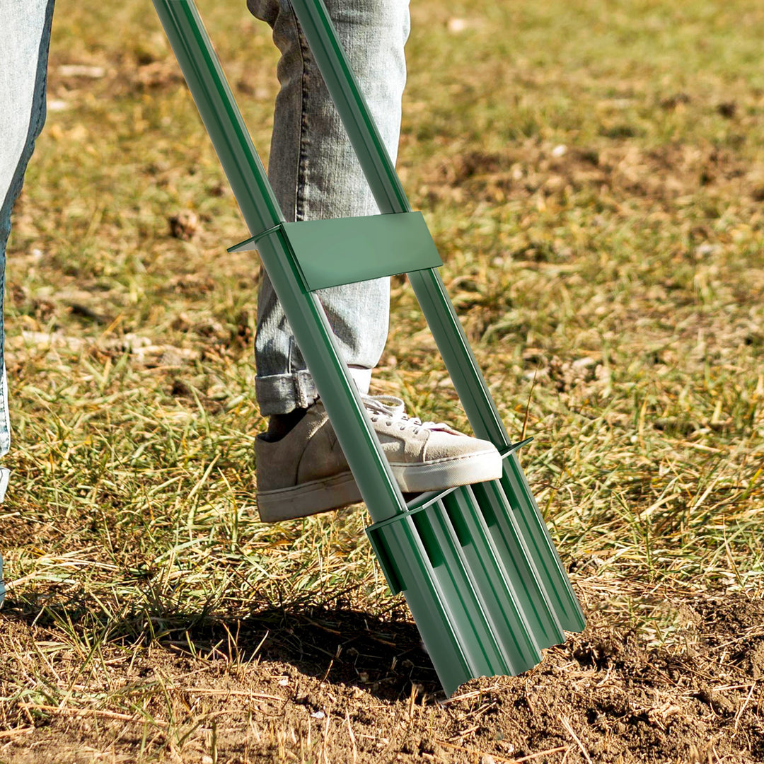 Plænelufter 30 cm bred manuel plænelufter med skridsikkert håndtag til haver mørkegrøn