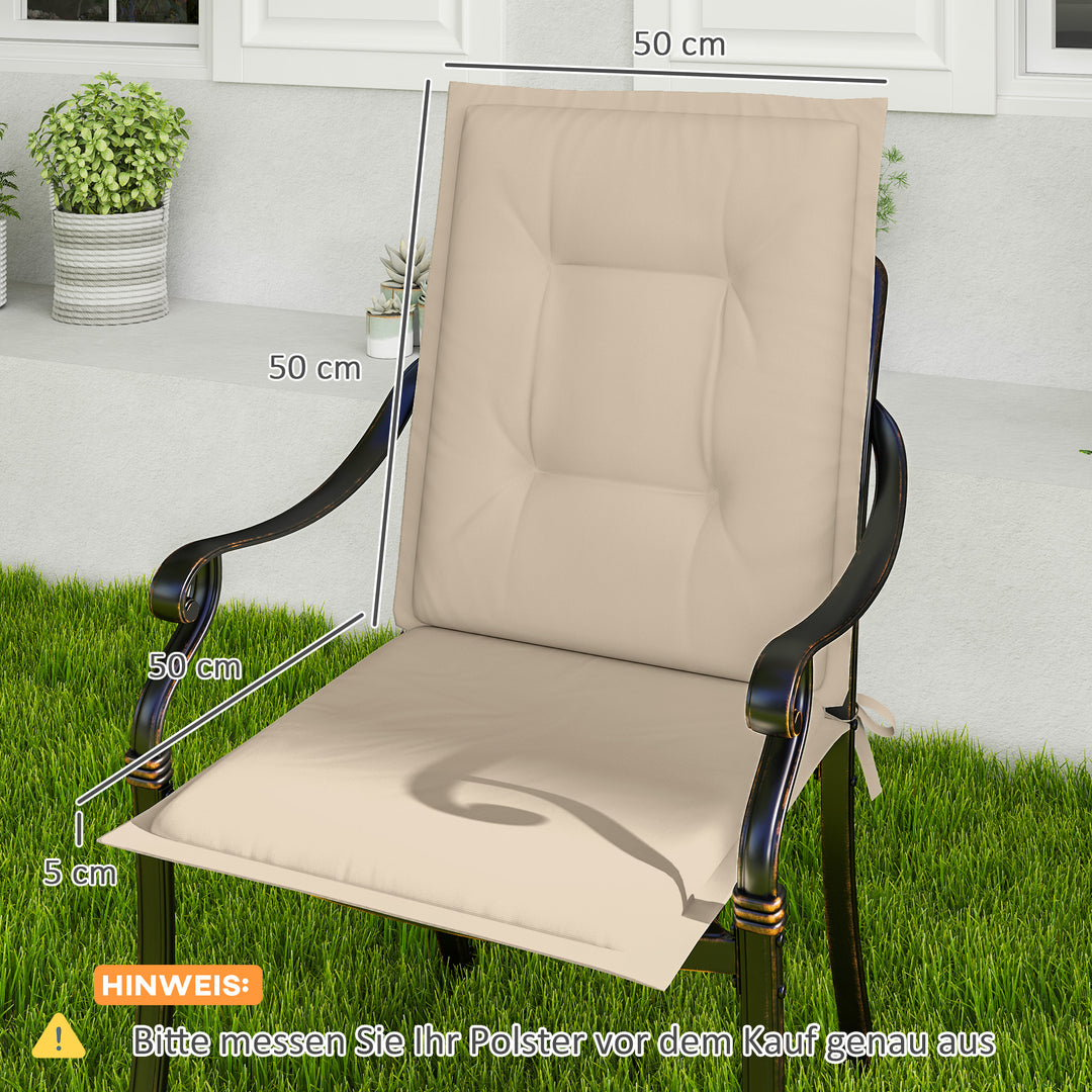 Sæt med 4 siddehynder 108 x 50 x 5 cm stolehynder med bånd, udendørs siddehynde beige