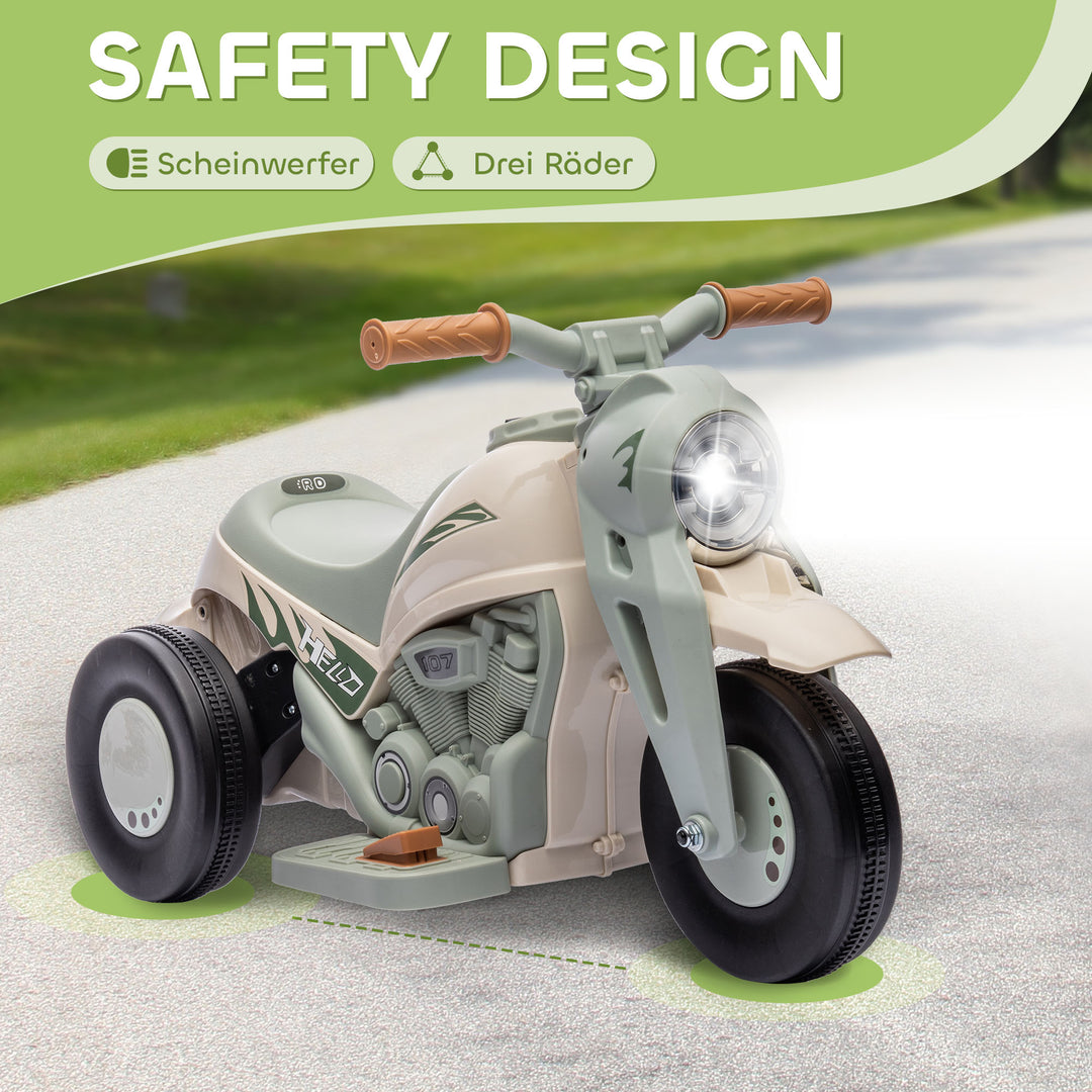 El-motorcykel til børn, 6v børnemotorcykel med musik, blæser 2,5-3 km/t, til 2-5 år gamle børn