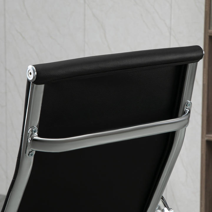 Kontorstol ergonomisk skrivebordsstol med vippefunktion chefstol højdejusterbar drejestol polstret kunstlæderskum sort 54 x 62 x 104-114 cm