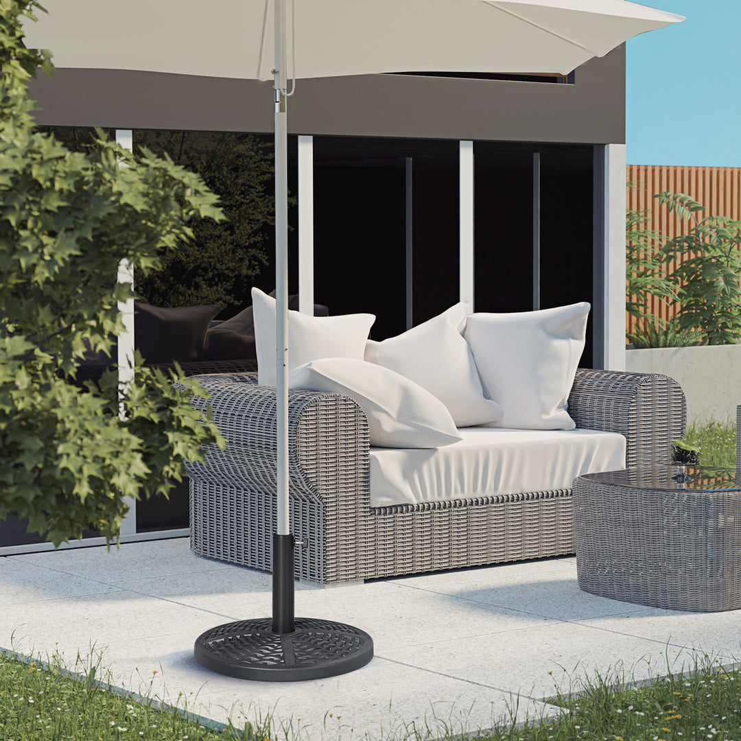 Beton parasolfod, parasolstativ med stålrør, rund parasolholder, til altan, terrasse, have, sort