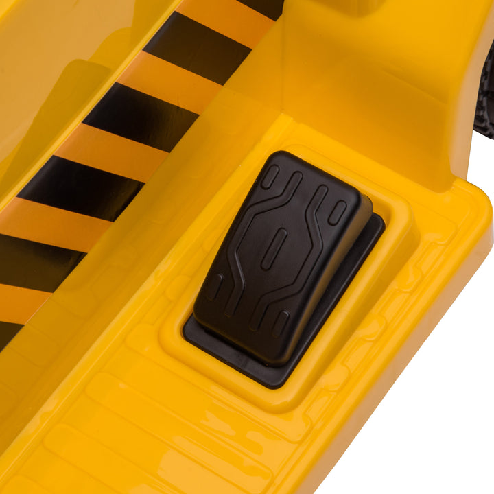 Elektrisk dumptruck til børn, vipbart læsseområde, maks. 3 km/t, forlygter, horn, gul, 74,5 x 36 x 43,5 cm