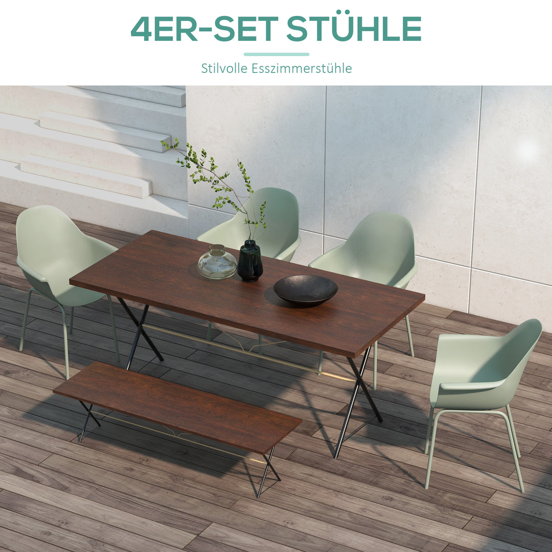 Havestolsæt med 4, med ryglæn/armlæn, vejrbestandig, op til 120 kg, plast/metal, grøn