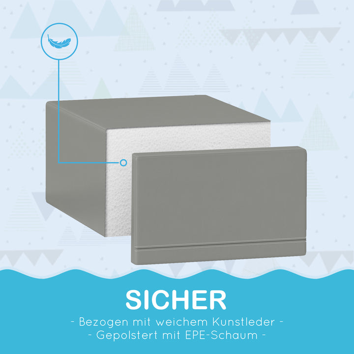 Klatre- og glidelegetøj til børn, fremmer motoriske færdigheder, kunstlæder, epe-skum, 86 x 49 x 47 cm, grå