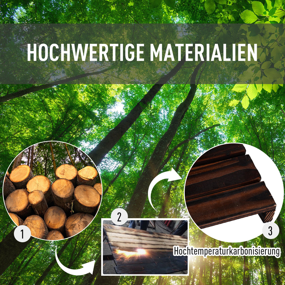 Blomstertrappe 6 hylder 4 hjul 123,5 cm × 33 cm × 80 cm massivt træ brunt 123,5 cm × 33 cm × 80 cm