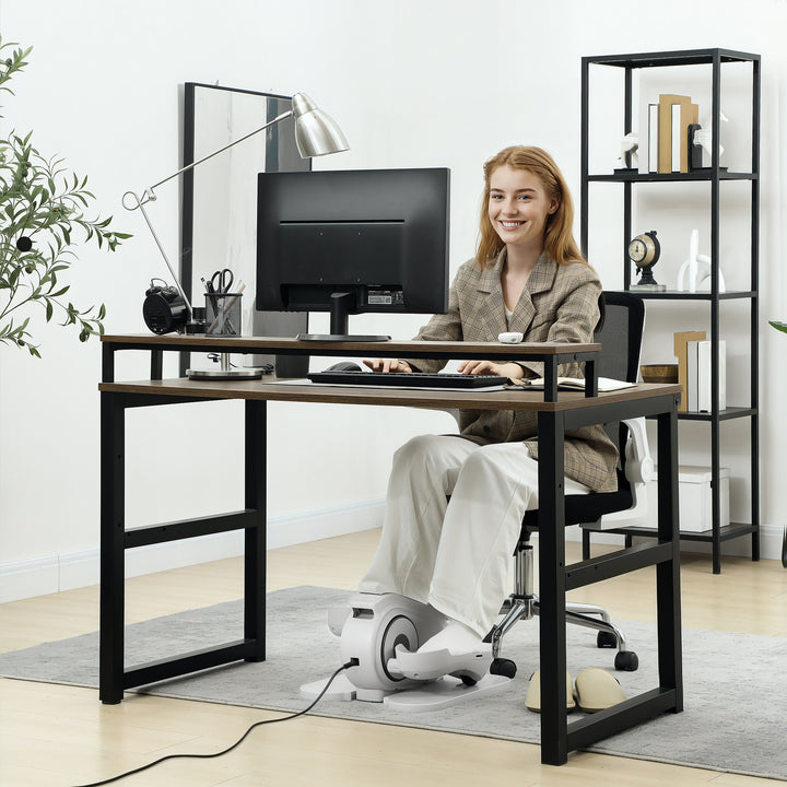 Siddende pedaltræner, mini elliptisk træner med lcd-skærm, fjernbetjening, 10 justerbare hastighedsniveauer, hvid