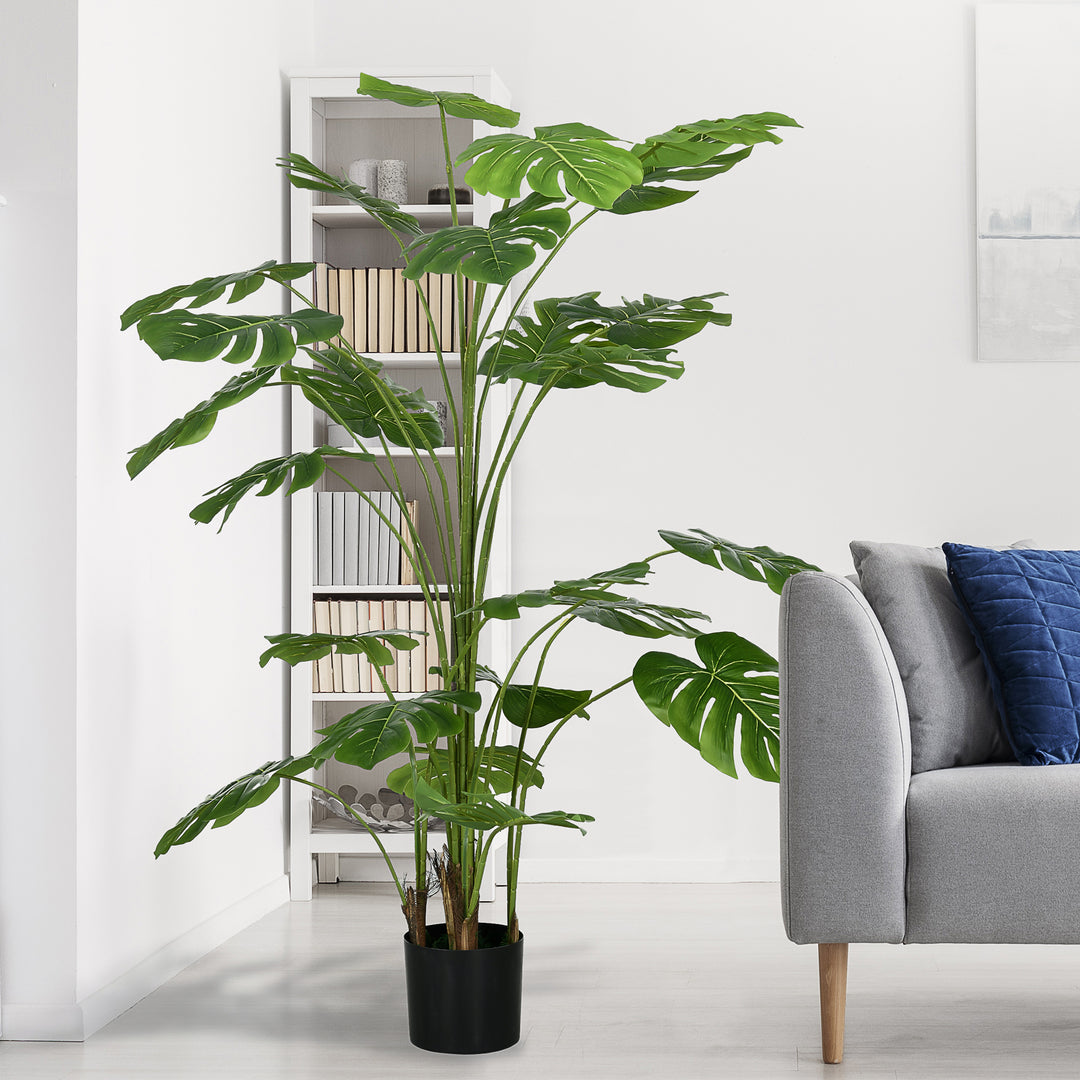 180 Cm kunstig plante med krukke, kunstig mos, indendørs plante til stue, realistisk look, grøn