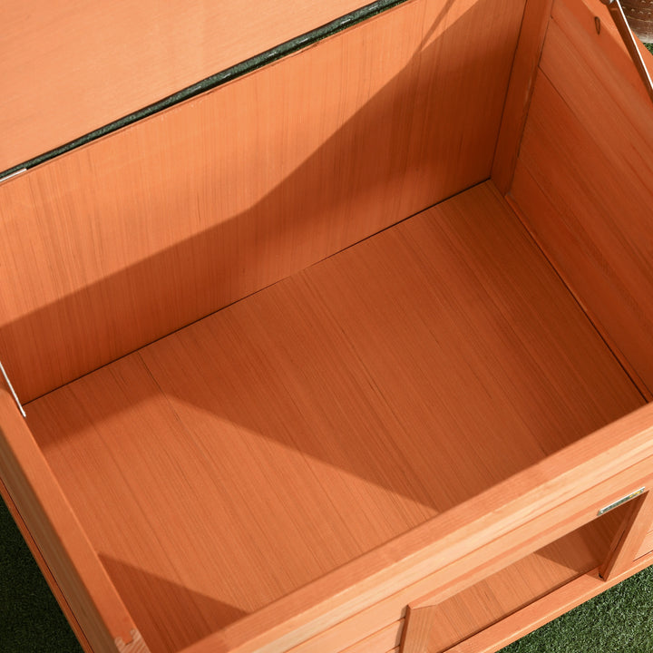 Udendørs hundehus, træhundehus med hængslet asfalttag, vandtæt hundehule med hævet gulv, hus til små hunde, gul, 82 x 58 x 58 cm