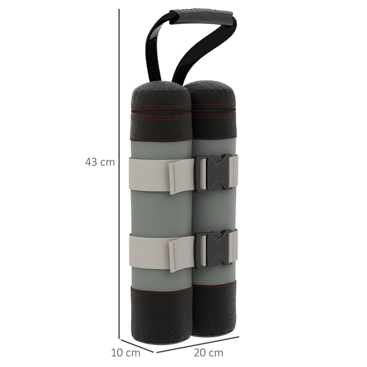 Sandsække til pavilloner, sæt med 4, 48 kg, uden sand, med fastgørelsesstropper, vejrbestandige, sorte