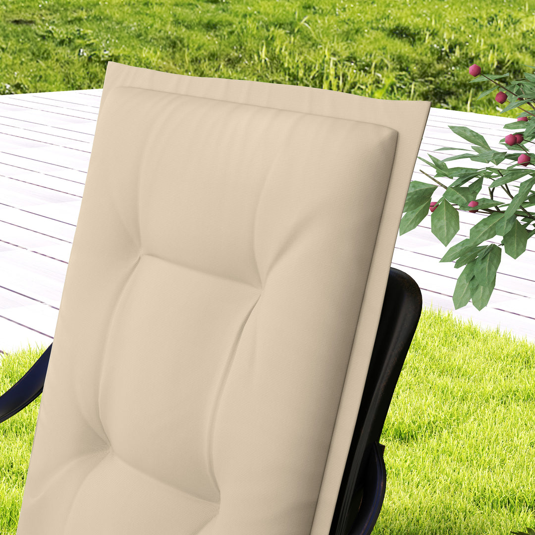 Sæt med 4 siddehynder 108 x 50 x 5 cm stolehynder med bånd, udendørs siddehynde beige