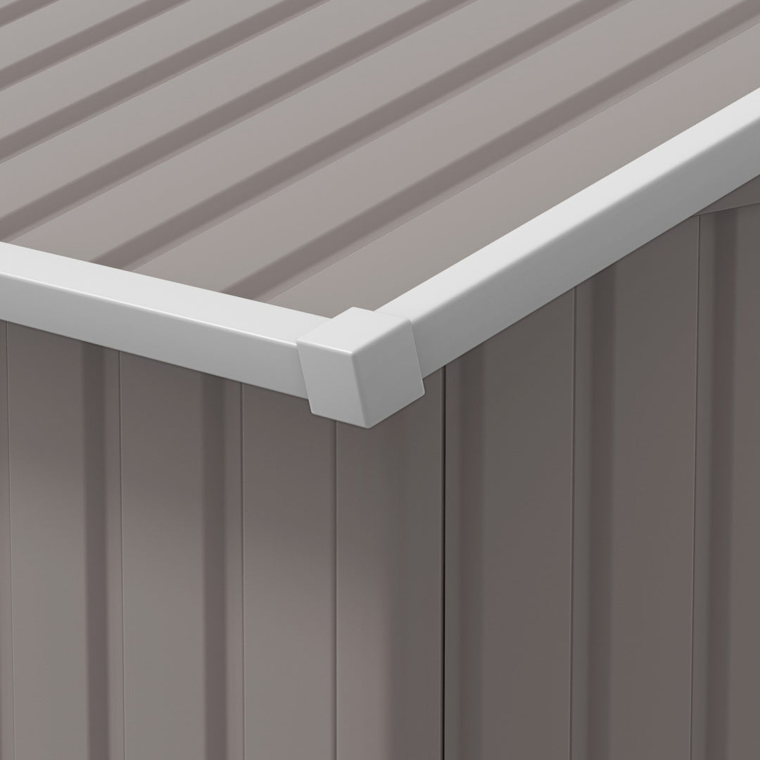 Redskabsskur, vejrbestandigt haveskur til haveredskaber, med ventilationsvinduer, skydedøre, stål, lysegrå