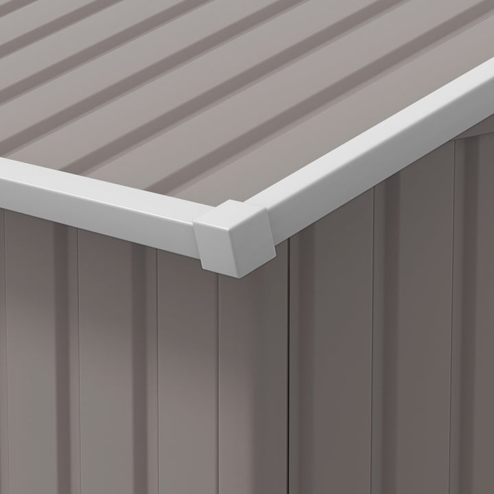 Redskabsskur, vejrbestandigt haveskur til haveredskaber, med ventilationsvinduer, skydedøre, stål, lysegrå