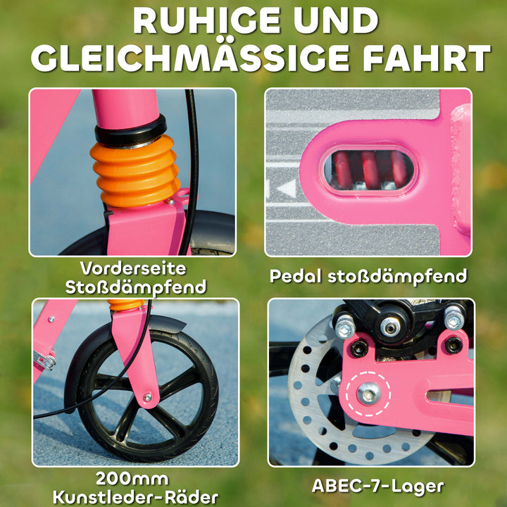 Børneløbehjul med justerbart styr, foldbart, til børn i alderen 6-12 år, 94 x 36 x 88-103 cm, pink