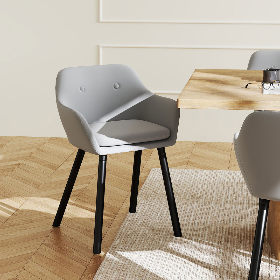 Spisebordsstole i attraktivt design, metalstruktur, træben, grå, 120 kg lasteevne