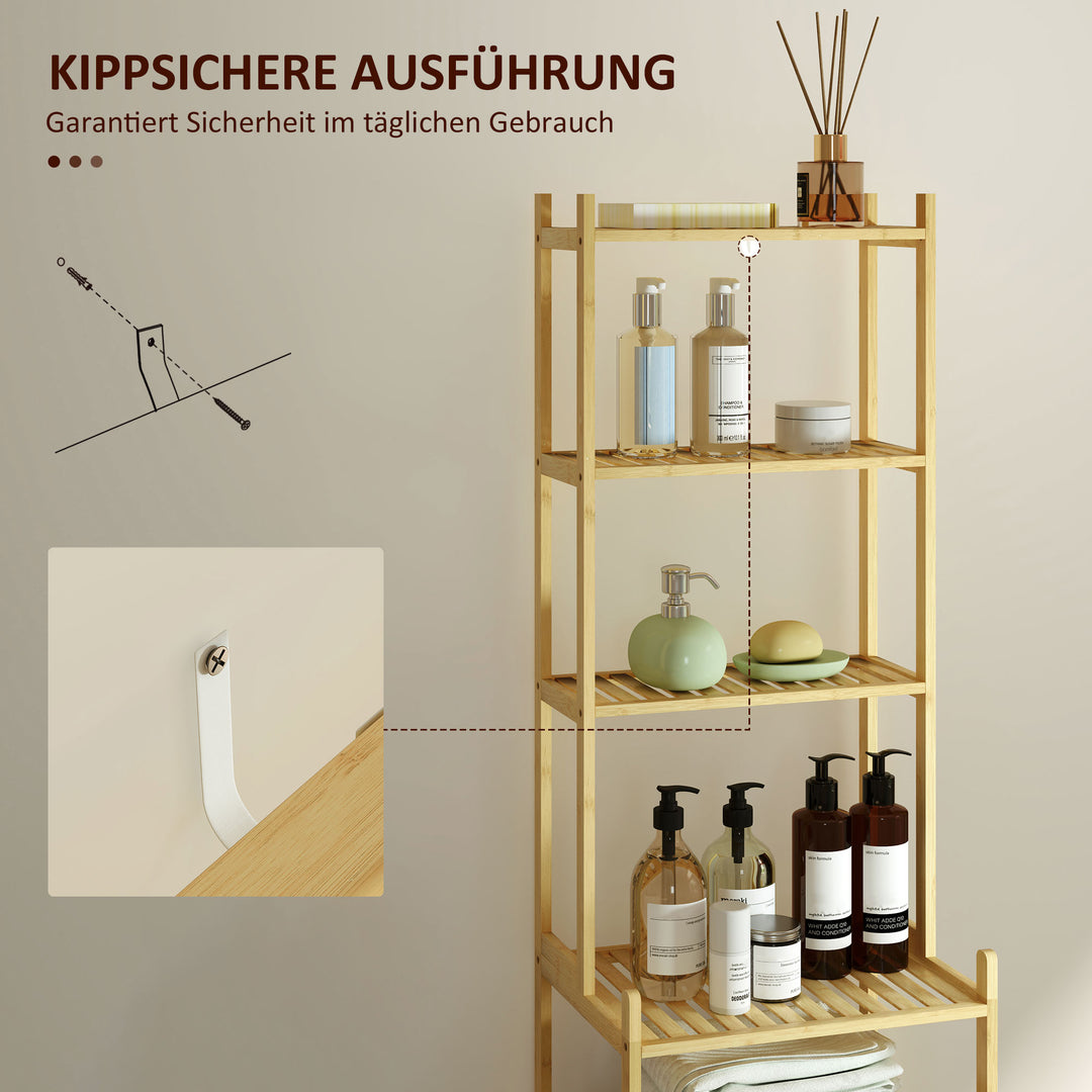 Badeværelsesreol i bambus, robust, 180 cm, naturfarvet