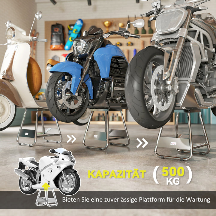 Motorcykelstativ, universal motorcykelbeslag, belastningskapacitet op til 500 kg, motorcykelstativ, stål, grå