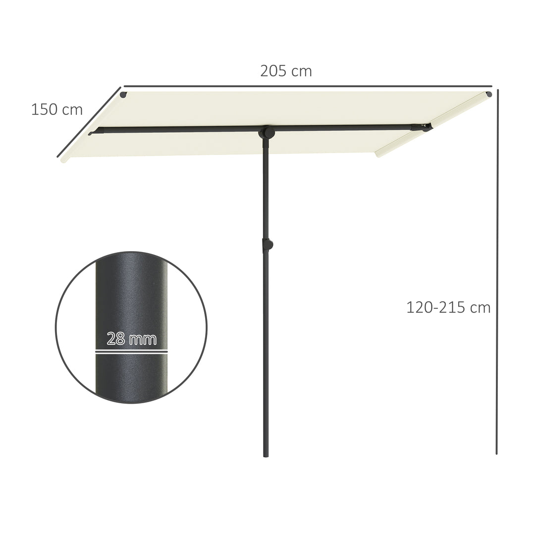 Parasol 180 grader drejelig højdejusterbar haveparasol med aluminiumsstang 150x205cm beige