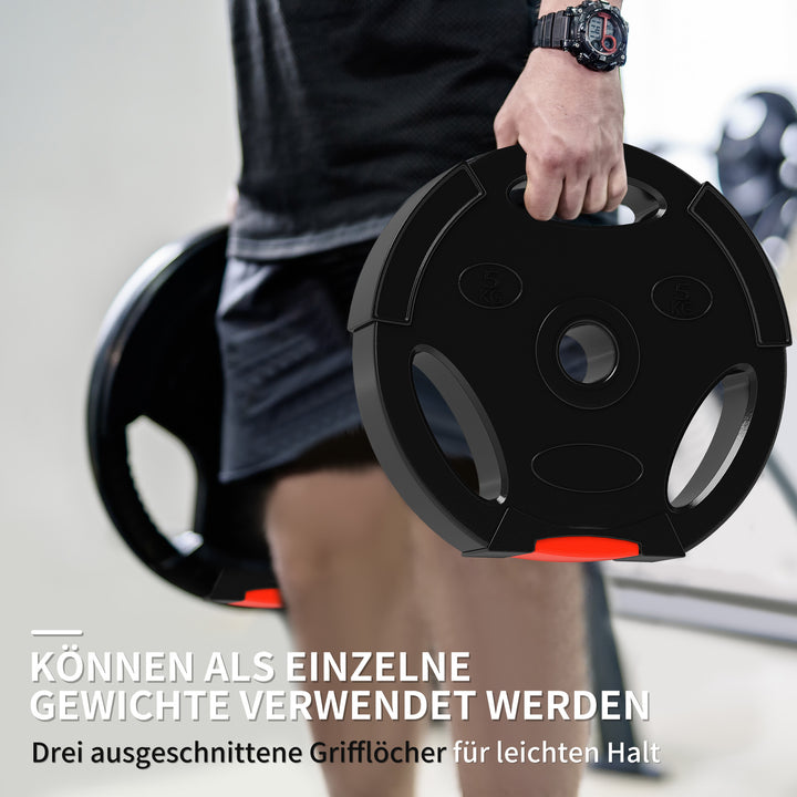 4-delt vægtskivessæt til træning, fitnesscenter, hjemmetræning, styrketræning, 2 x 10 kg og 2 x 5 kg, sort