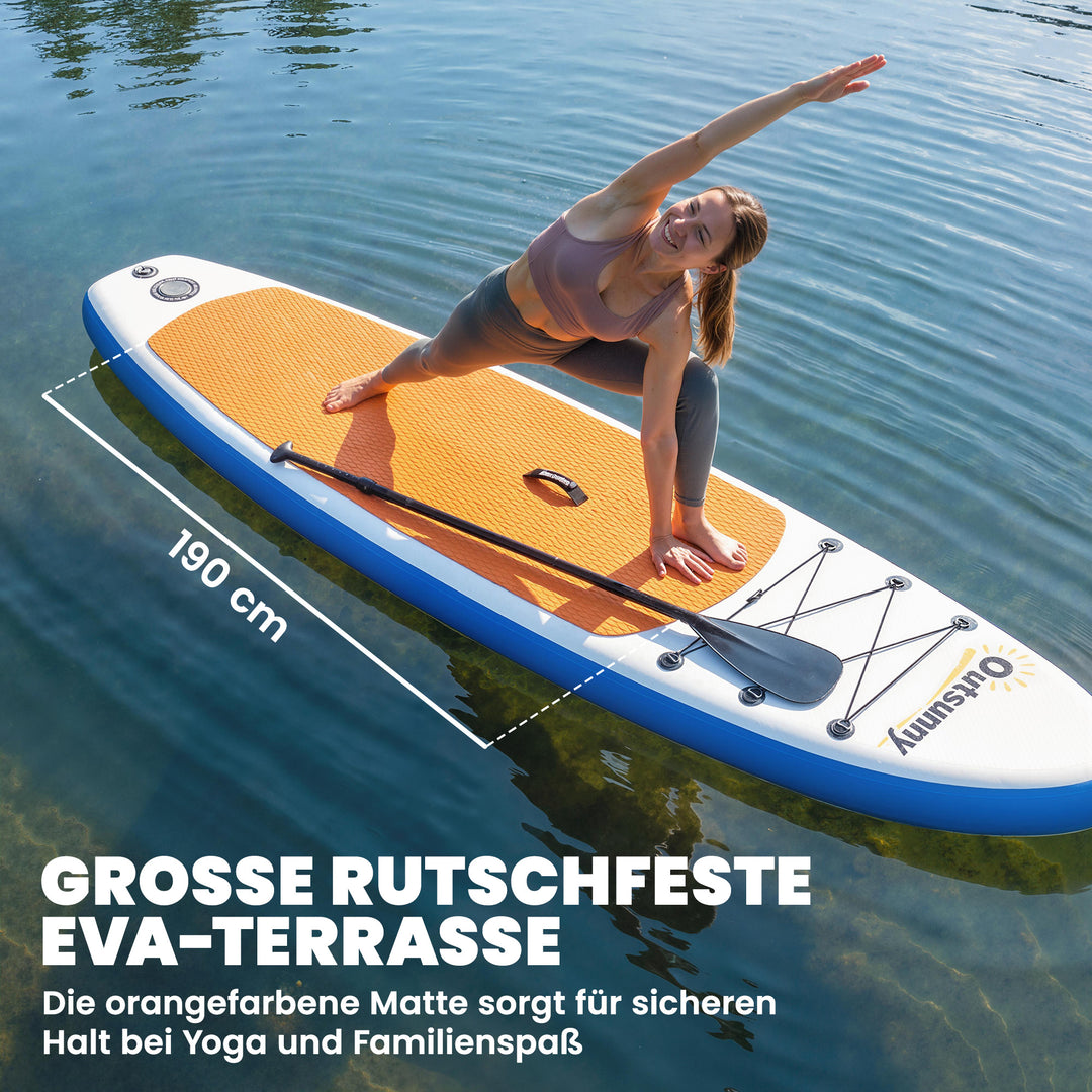 Oppusteligt Stand Up Paddleboard-sæt 305 cm SUP-board med aluminiumspadel, aftagelig finne og fodrem
