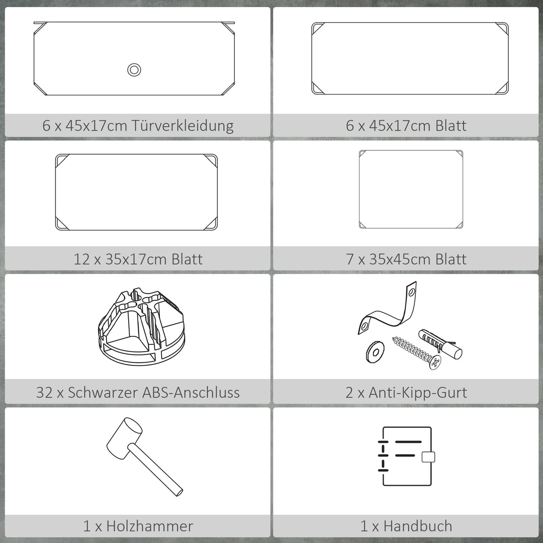Modulært reolsystem til 6 par sko, 49 cm x 36,5 cm x 108 cm, sort