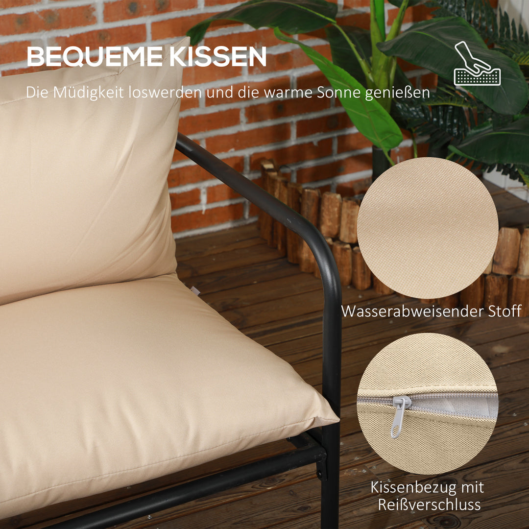 Havesofasæt i rattan, boho-stil, vejrbestandig, 116 cm x 58 cm x 66 cm, kaki