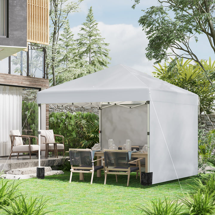 Foldbar pavillon, to sidepaneler, bæretaske, stålramme, lysegrå, 3 x 3 x 2,7 m
