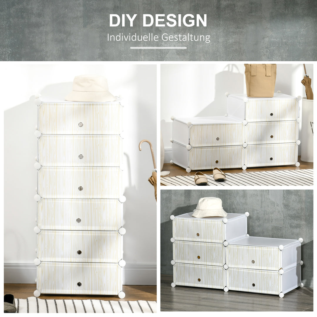 Modulært reolsystem til 12 par sko, 49 cm x 36,5 cm x 108 cm, hvid