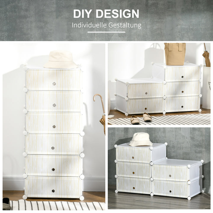 Modulært reolsystem til 12 par sko, 49 cm x 36,5 cm x 108 cm, hvid