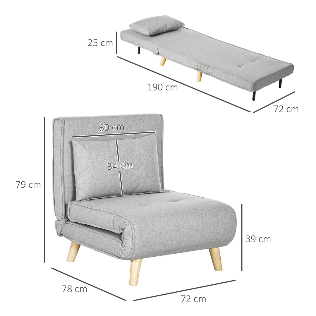 Sovestol, justerbar ryglæn med 6 positioner, linnedlook, op til 150 kg, lysegrå