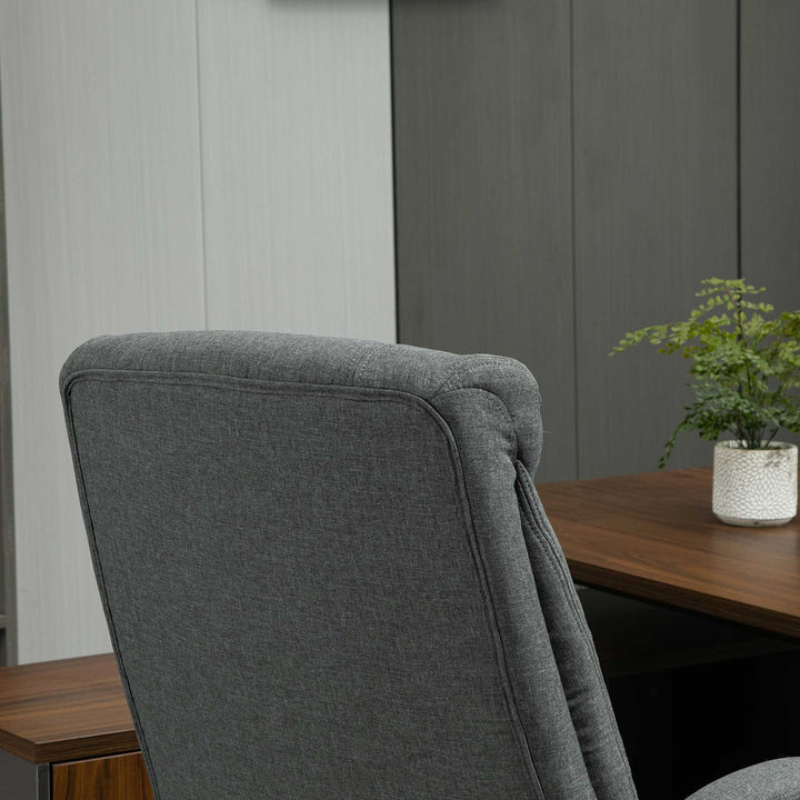 Kontorstol med gyngefunktion, ergonomisk stol med polstrede armlæn og nakkestøtte, højdejusterbar kontorstol, drejestol med ryglæn, nylon grå, 65 x 78 x 110-118 cm