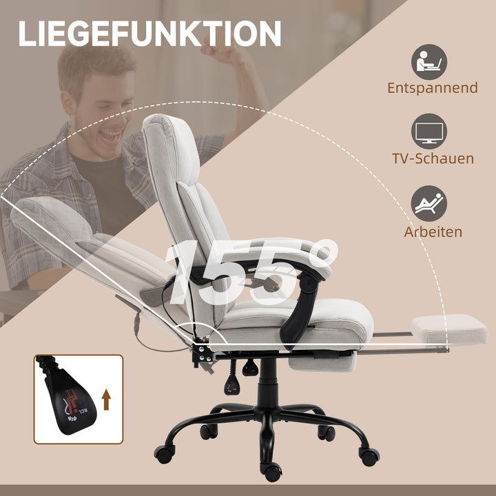 Massage kontorstol computerstol, lændevarme, vippefunktion, lysegrå