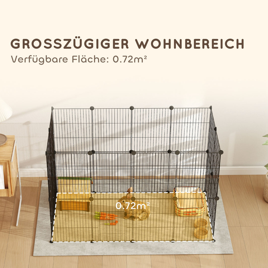 Bur til små dyr, udendørs indhegning, modulært design, 0,72 m², stål, sort