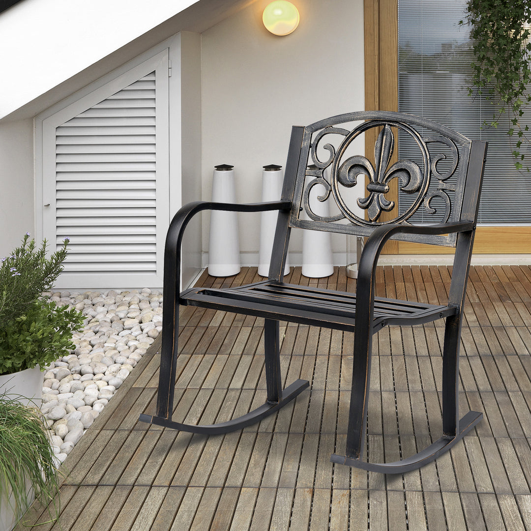 Gyngestol, havestol, gyngestol, antik havemetal bronze B60 x D73 x H85 cm