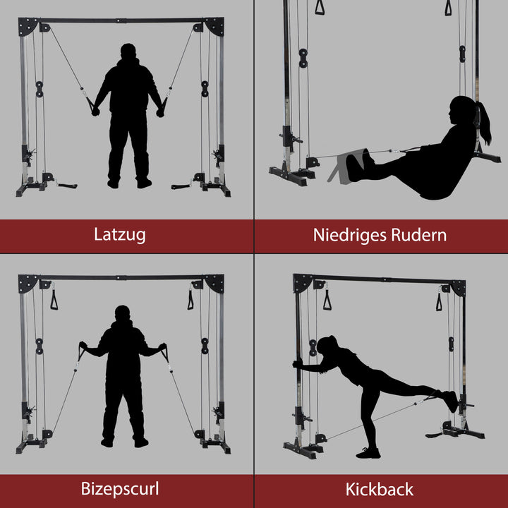 Crossover fitness rack, kabeltræksystem, til 1 eller 2 personer, stål, plastik, sort