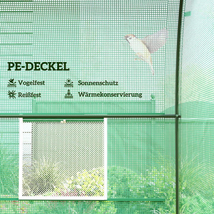 Drivhus 245x200x198cm plastdrivhus til tomathus med dør, 4 vinduer, galvaniseret stålfilmtunnel, pe, stabil drivhusplantetunnel, inklusive jordankre og reb, grøn