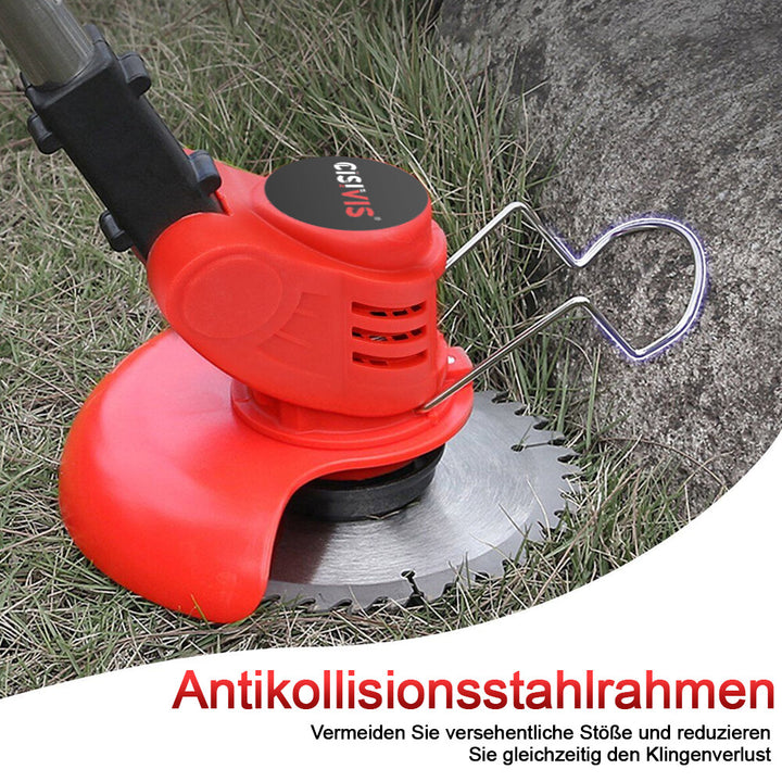 Elektrisk ledningsfri plænetrimmer med 2 batterier og oplader, buskrydder, trådtrimmer