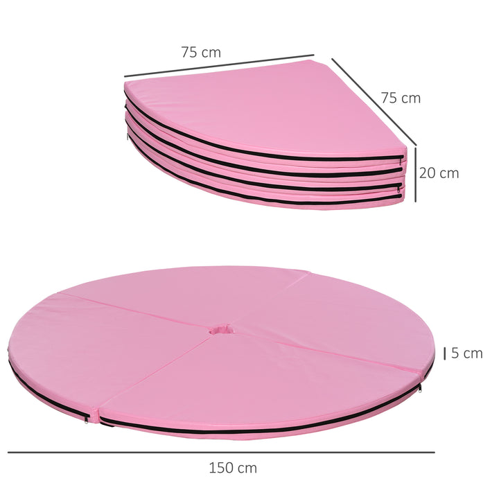 Poledancemåtte, 5 cm tyk rund plastikmåtte til poledanceøvelser, gymnastik, yoga, pink
