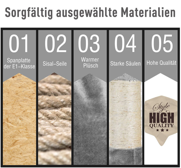 Kradsetræ med kattehulestige xxl kradsetræ klatretræ klatretræ til katte multiniveau multiaktivitetscenter plys grå 49 x 49 x 173 cm