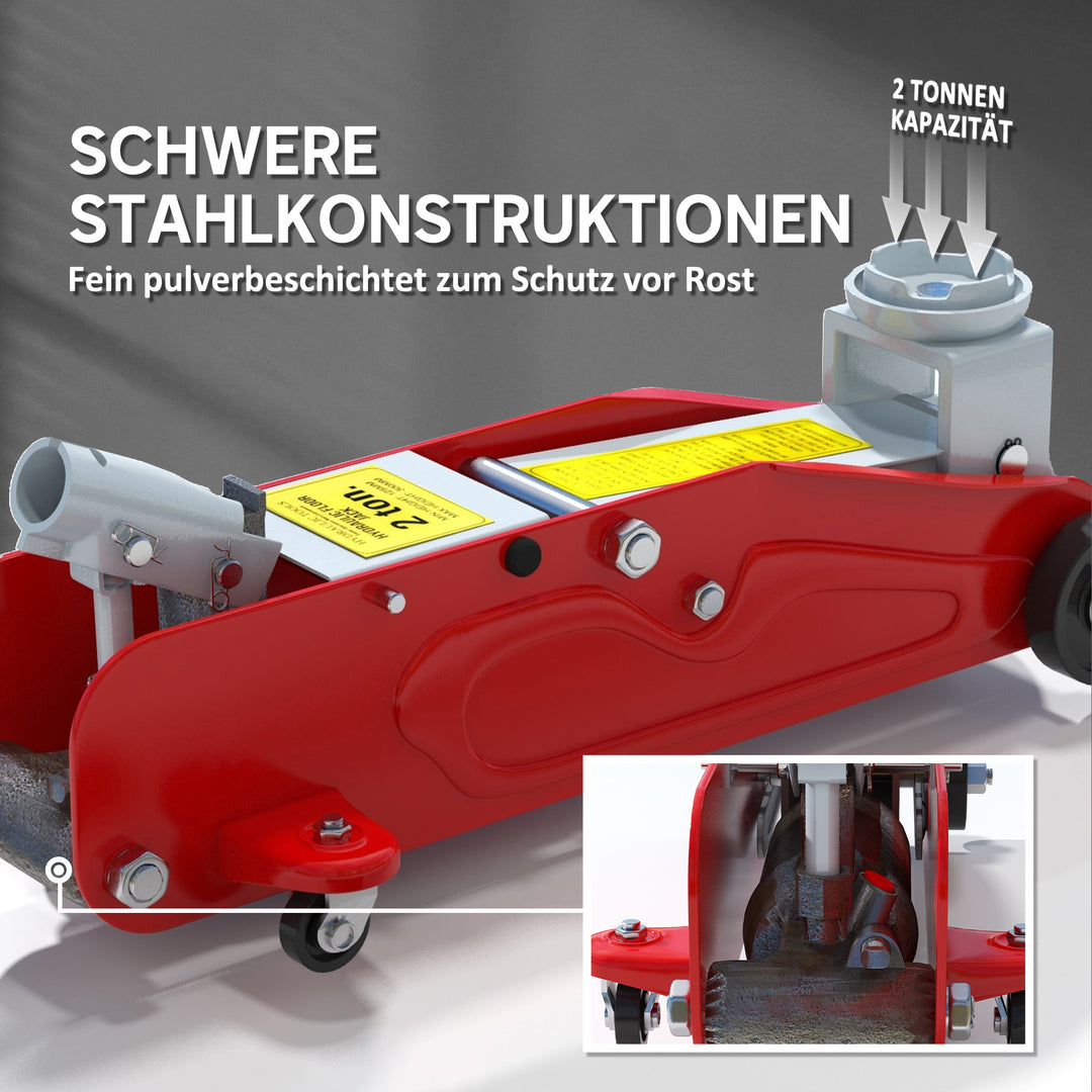 Kompakt hydraulisk donkraft med overbelastningsbeskyttelse, 2t kapacitet, 120-300 mm, rød/gul