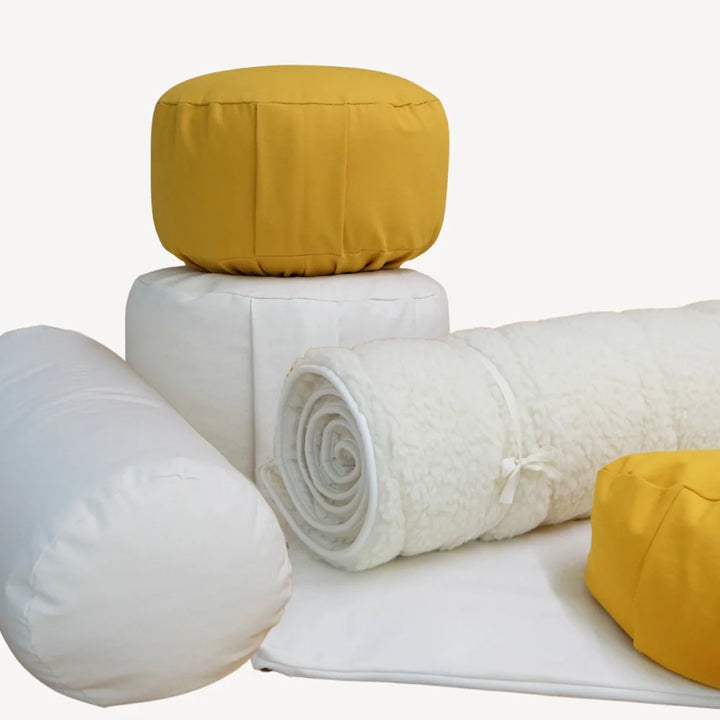 Økologisk yogamåtte i fåreuld – blød, varm og naturlig, 75 × 200 cm – ca. 500 g uldfyld