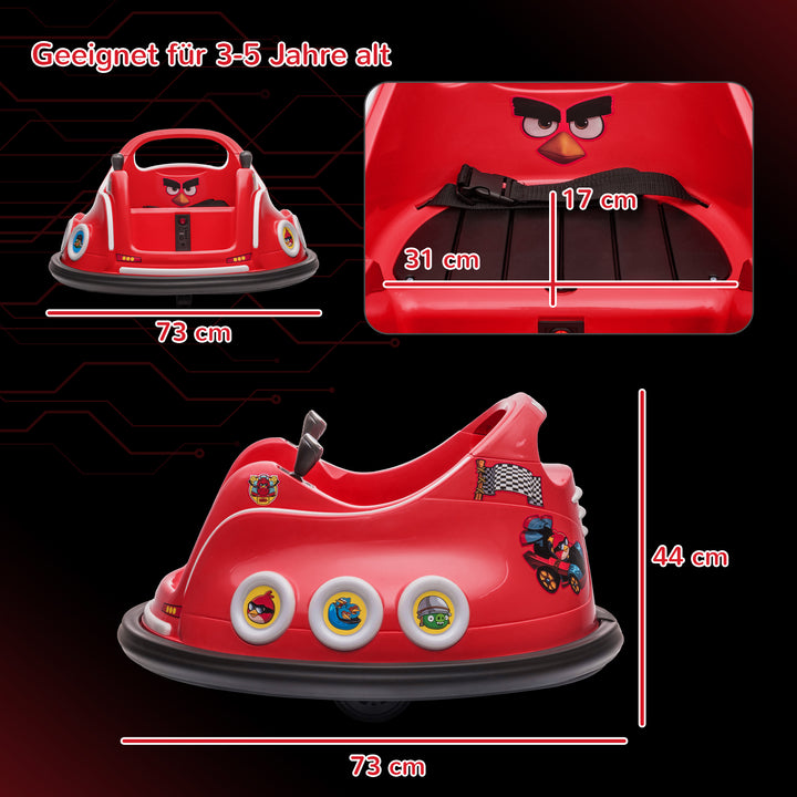 Børne-kofangerbil, 360° rotation, til 3-5 år, med fjernbetjening, musik, rød