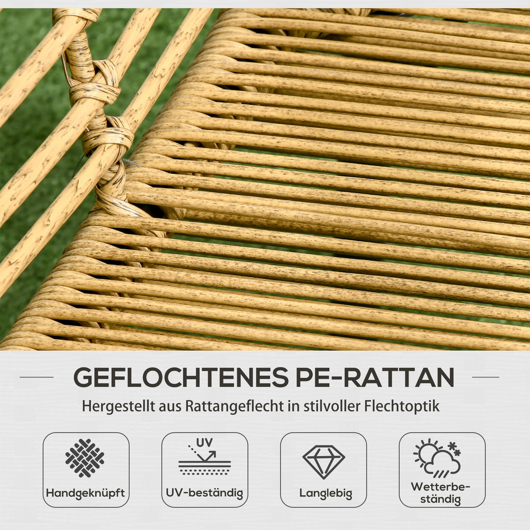 Havemøbelsæt til 4 personer, rattan siddesæt med hynder, boho-stil balkonmøbler, sand + mørkegrå