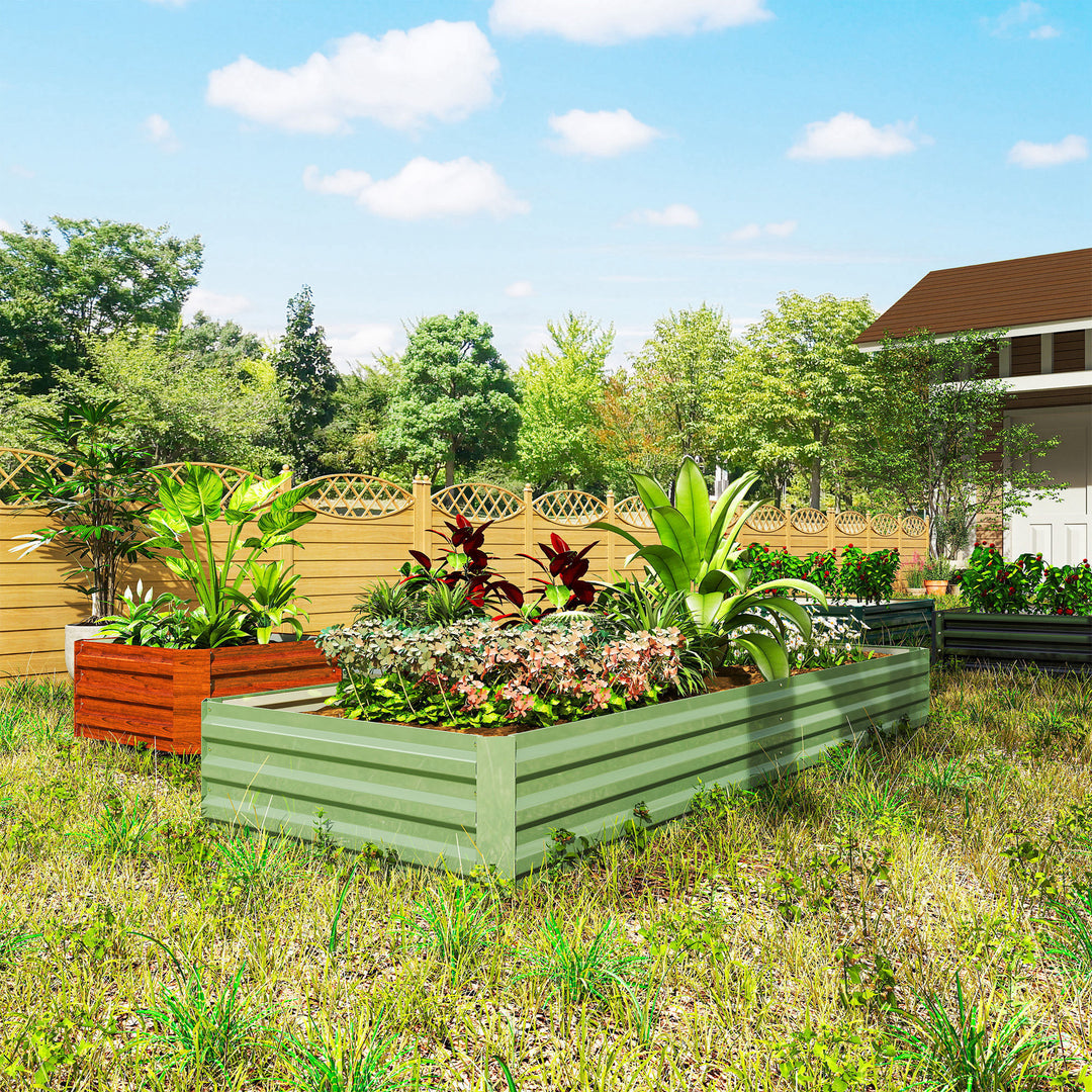 Højbed i stål, åben bund, nem montering, 241l x 90,5b x 30h cm, grøn