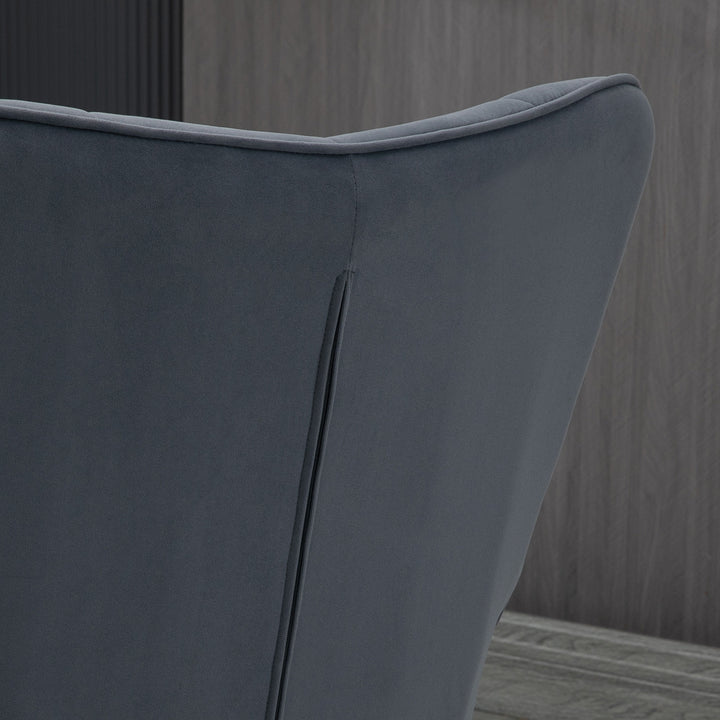 Lænestol med fodskammel, op til 120 kg. knapsøm, mørkegrå