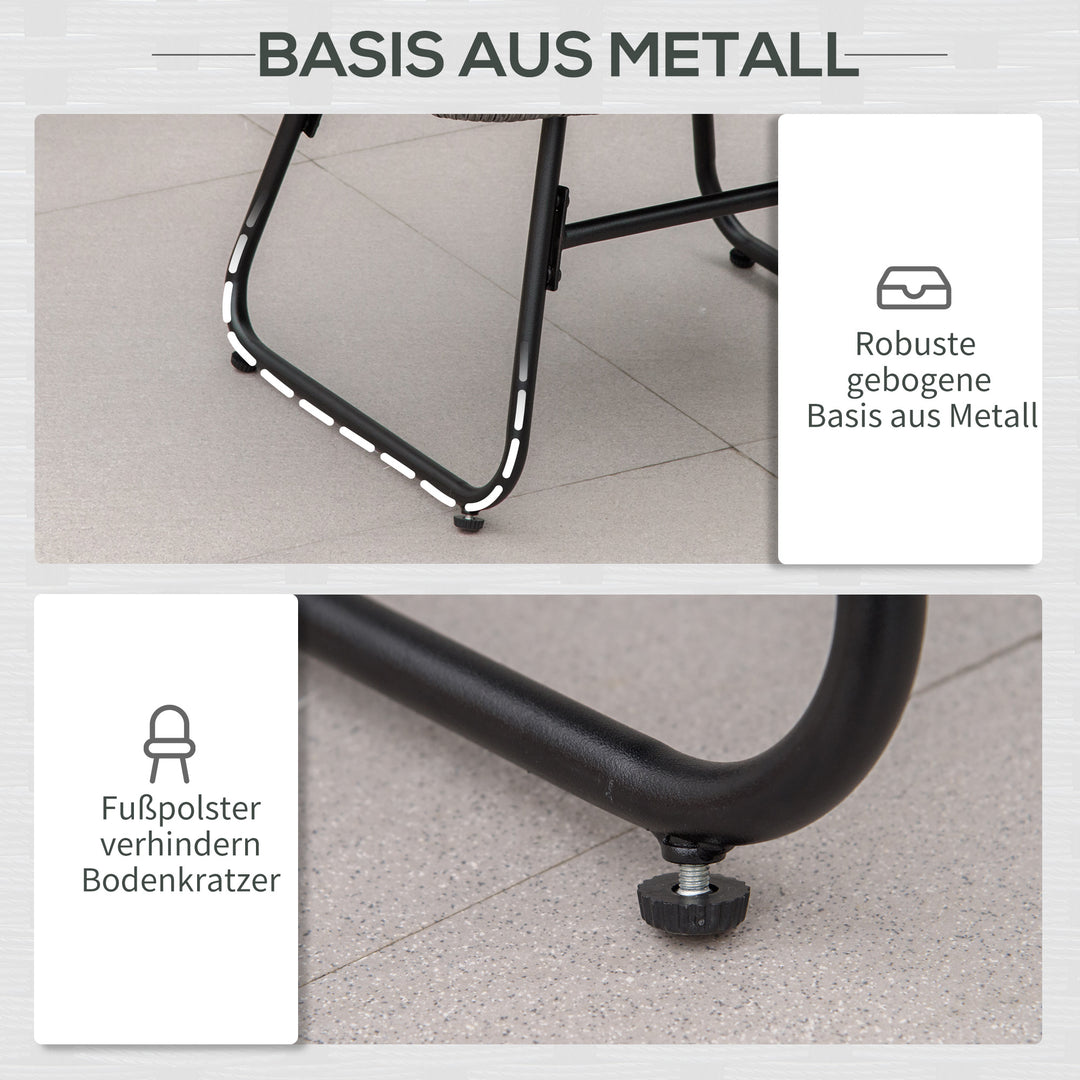 Rattan afslapningsstol med fodskammel, havestol med tykke hynder, udendørs rattanstol, havestol til have, balkon, terrasse, grå