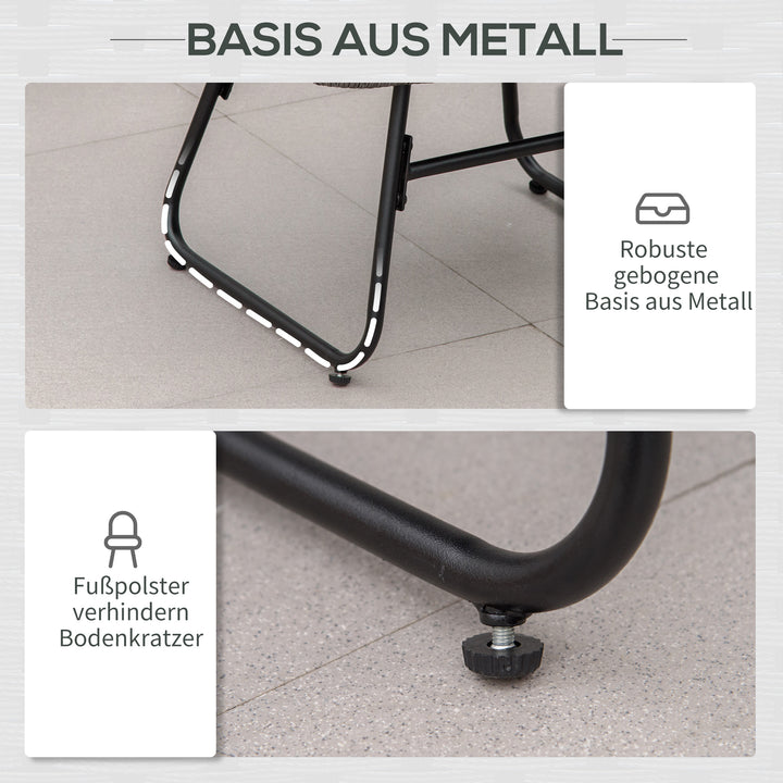 Rattan afslapningsstol med fodskammel, havestol med tykke hynder, udendørs rattanstol, havestol til have, balkon, terrasse, grå