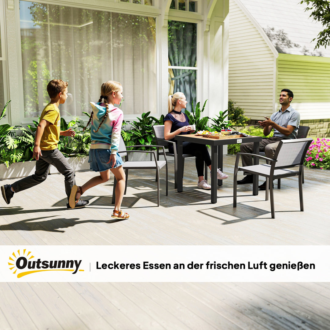 Havebord, plastik, 78 x 78 x 74 cm, vejrbestandig, aluminiumsstel; buffetbord, campingbord til 4 personer, balkonbord, havebord, udendørs spisebord til haven, terrasse, altan, sort