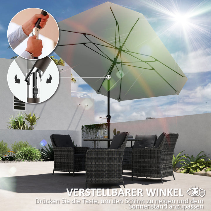 2,3 M parasol uden fod, justerbar terrasseparasol med håndsving, polyester, aluminium, glasfiber, mørkegrå